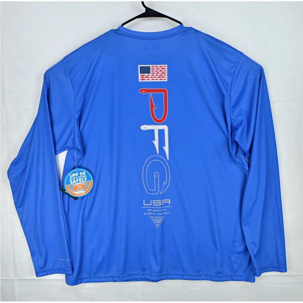 NWT Columbia PFG Omni Shade Deep Waves Americana Men's Long Sleeve Shirt